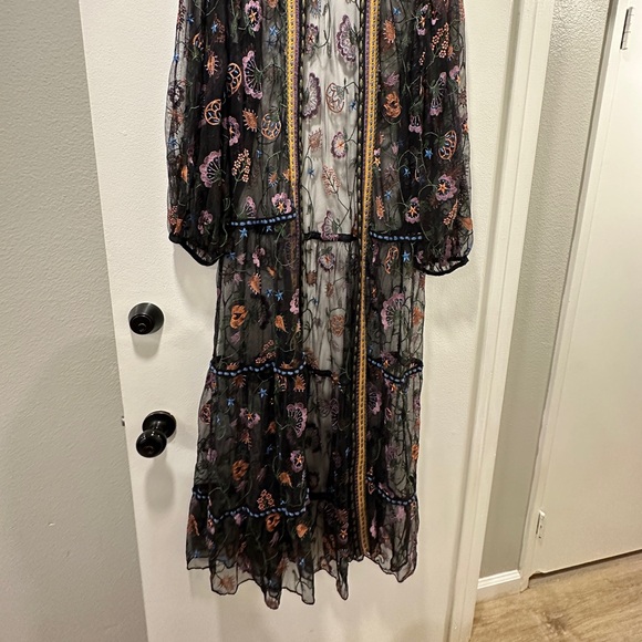 Embroidered duster sheer cardigan - Picture 2 of 2